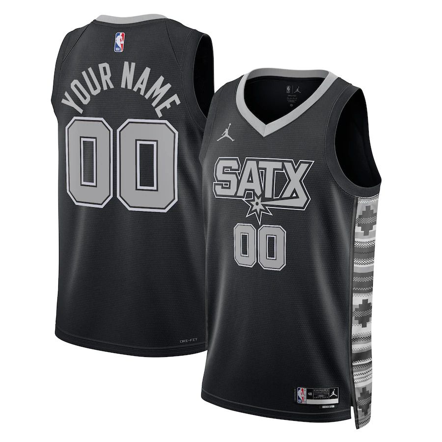Men San Antonio Spurs Jordan Brand Black 2022-23 Swingman Custom NBA Jersey->san antonio spurs->NBA Jersey